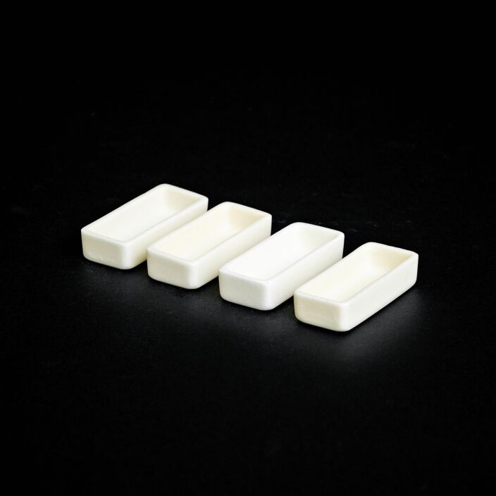 BS56 Flat Bottom Boat Crucible - Made in Alumina, MGO, Zirconia or ZTA.